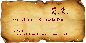 Reisinger Krisztofer névjegykártya